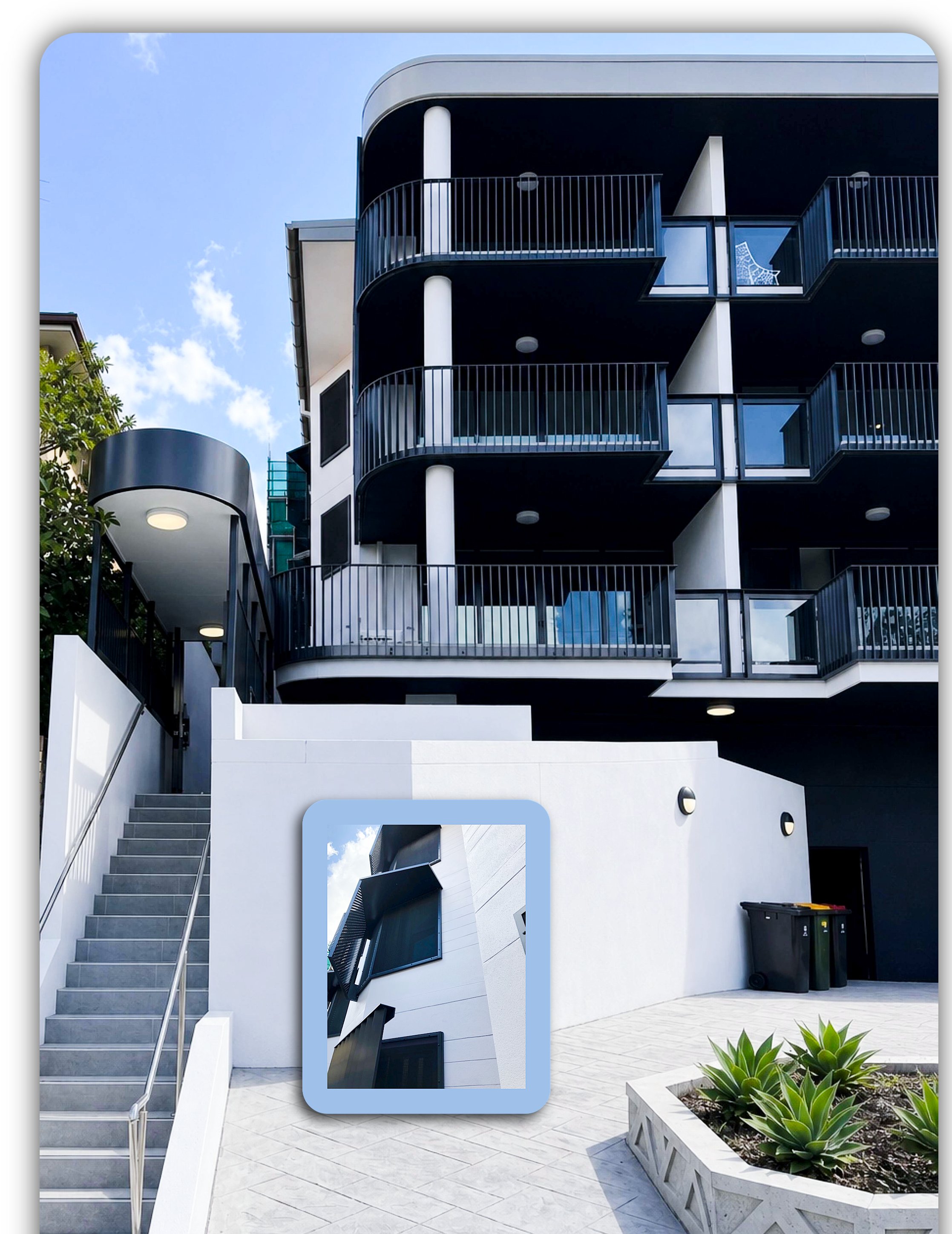Fire attenuation screens installed on apartment building Brisbane
